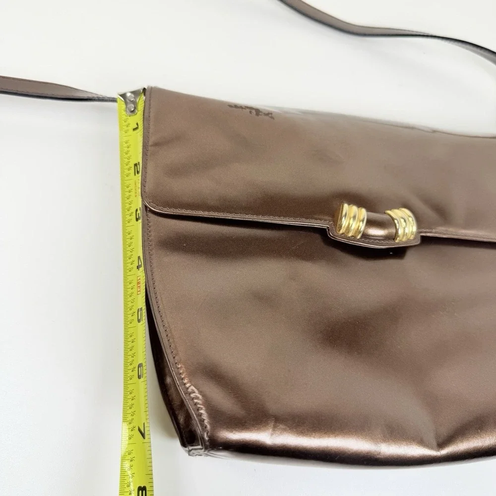 Salvatore Ferragamo M211044 Bronze Leather Shoulder Bag Made In Italy